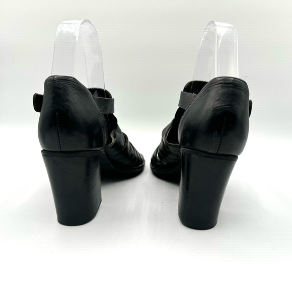 VINTAGE THE WORK COLLECTION HEELS BLACK STRAPPY SANDALS FISHERMAN HEELED SANDALS - Picture 5 of 13